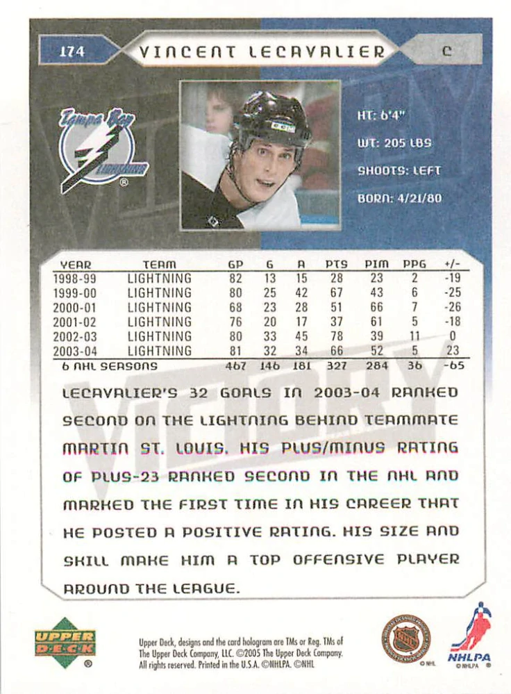 2005-06 UD Victory - Vincent LeCavalier #174