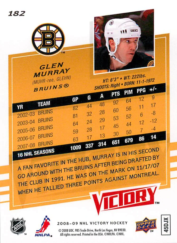 2008-09 UD Victory - Glen Murray #182