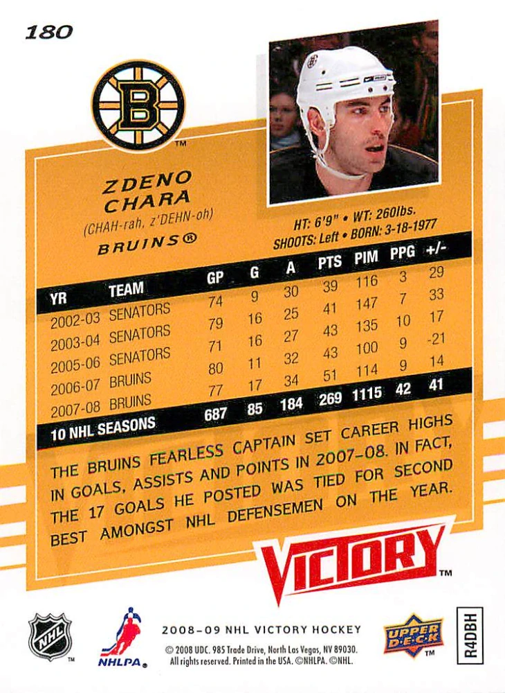 2008-09 UD Victory - Zdeno Chára #180