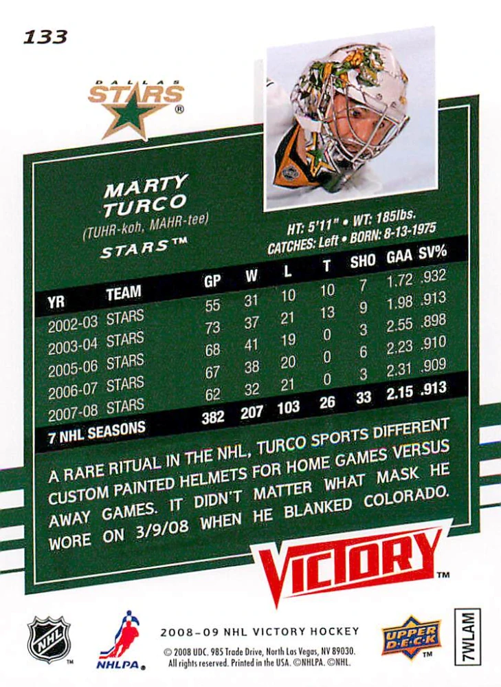 2008-09 UD Victory - Marty Turco #133