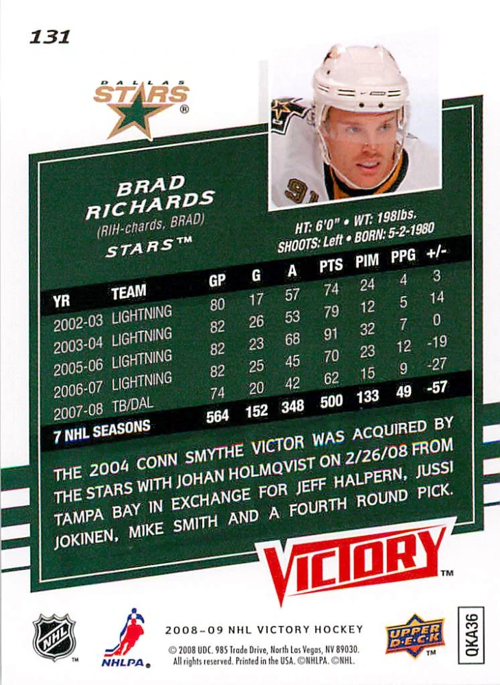 2008-09 UD Victory - Brad Richards #131