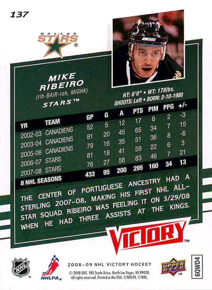 2008-09 UD Victory - Mike Ribeiro #137