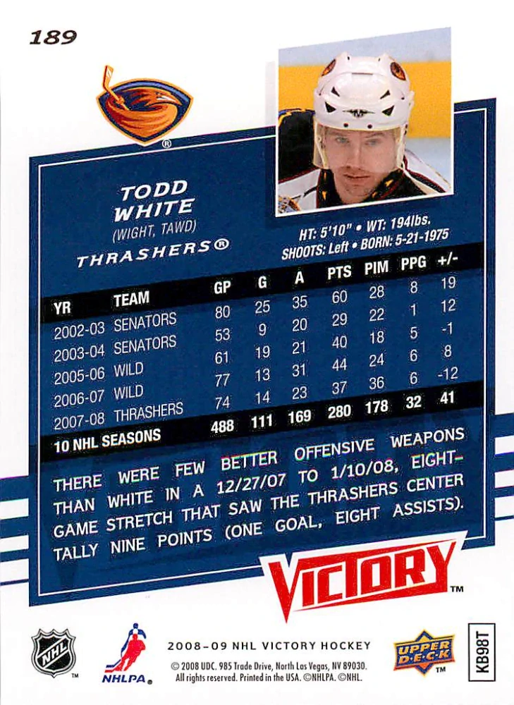 2008-09 UD Victory - Todd White #189