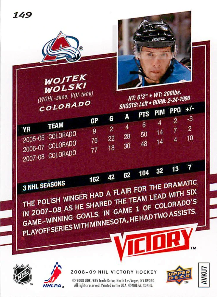 2008-09 UD Victory - Wojtek Wolski #149