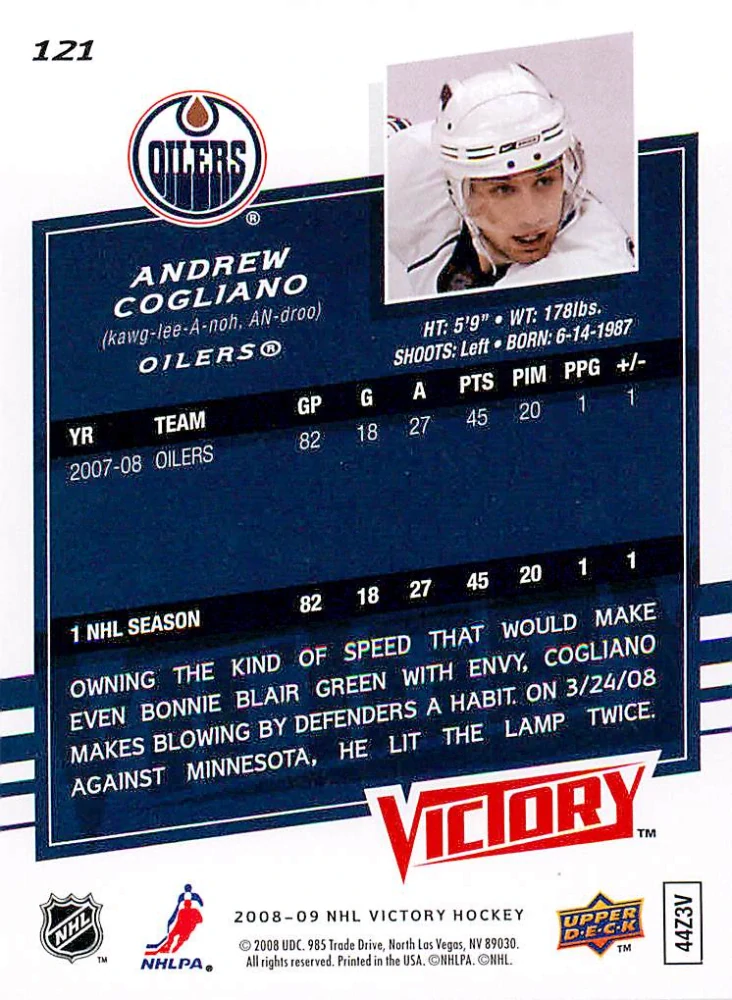 2008-09 UD Victory - Andrew Cogliano #121
