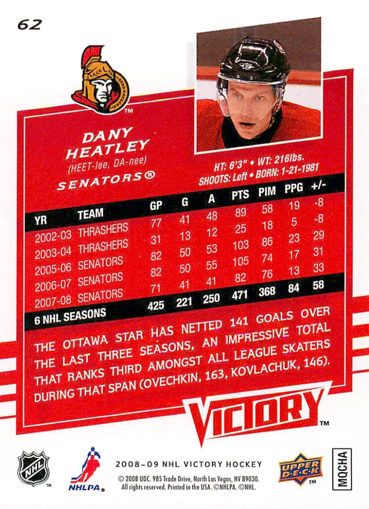 2008-09 UD Victory - Dany Heatley #62