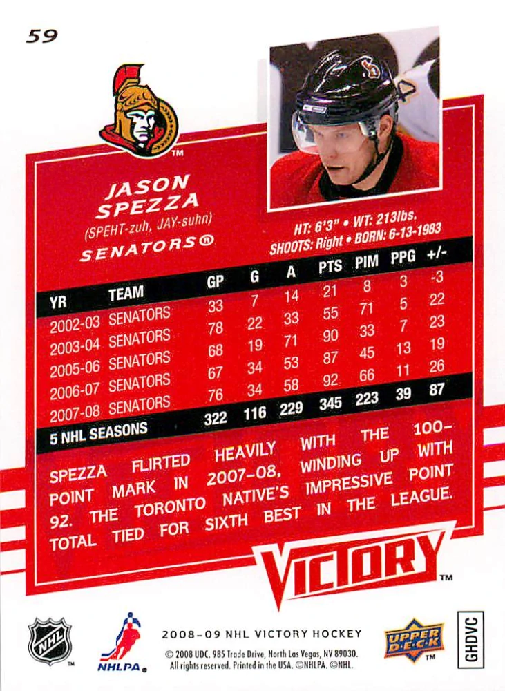 2008-09 UD Victory - Jason Spezza #59