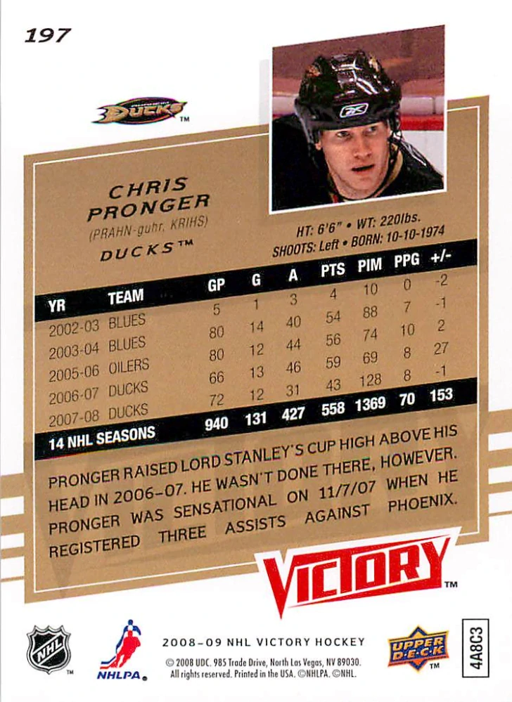 2008-09 UD Victory - Chris Pronger #197