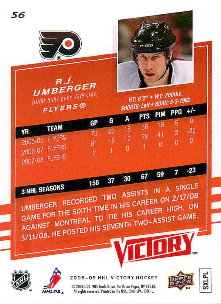 2008-09 UD Victory - R.J. Umberger #56