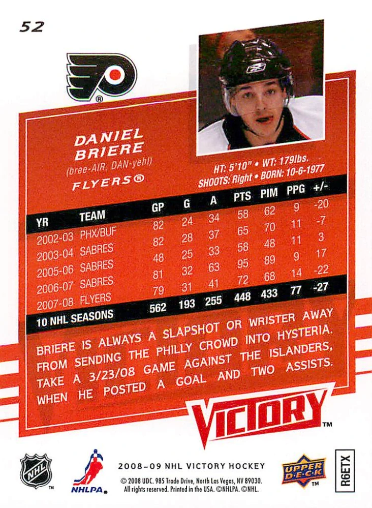 2008-09 UD Victory - Daniel Briere #52