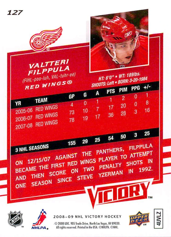 2008-09 UD Victory - Valtteri Filppula #127