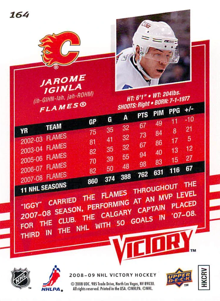 2008-09 UD Victory - Jarome Iginla #164