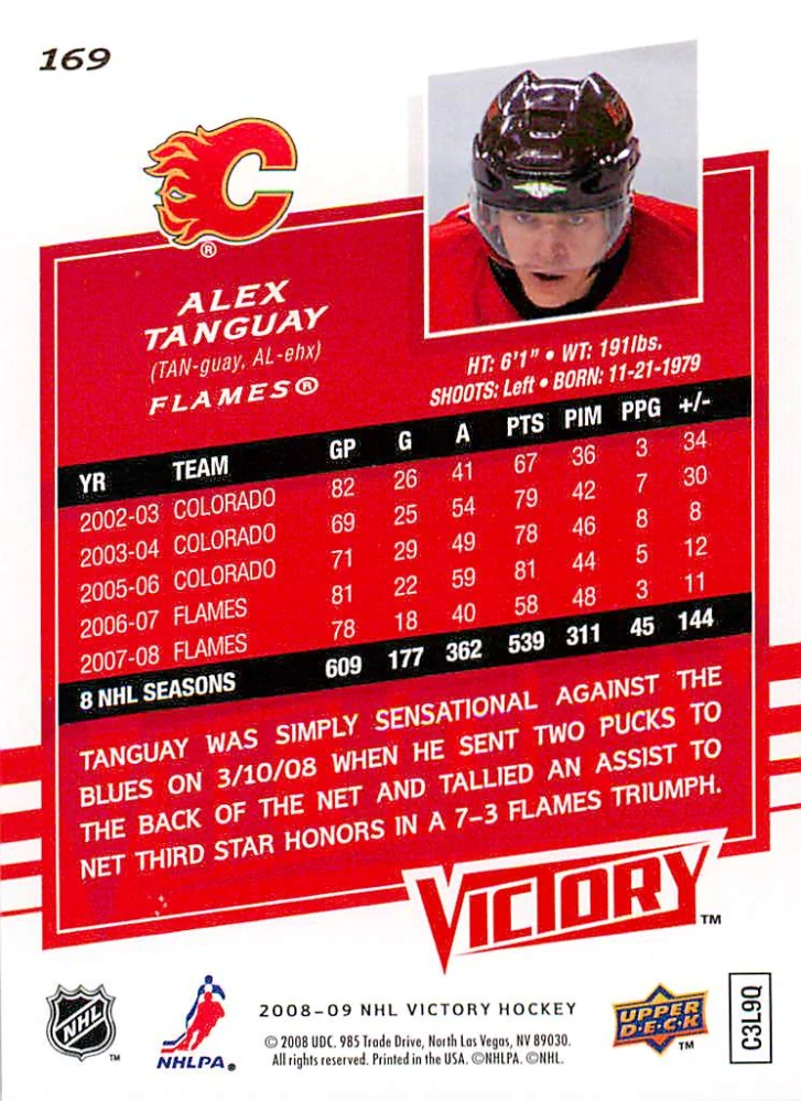 2008-09 UD Victory - Alex Tanguay #169