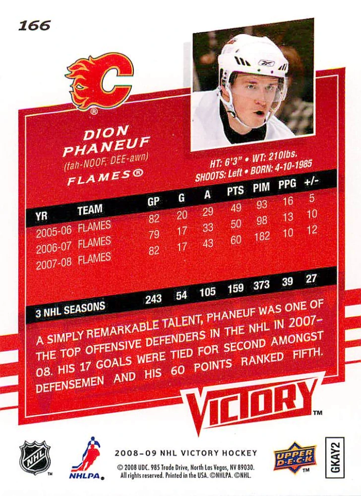 2008-09 UD Victory - Dion Phaneuf #166