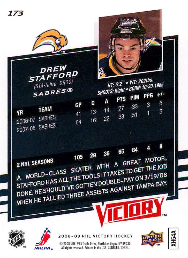 2008-09 UD Victory - Drew Stafford #173