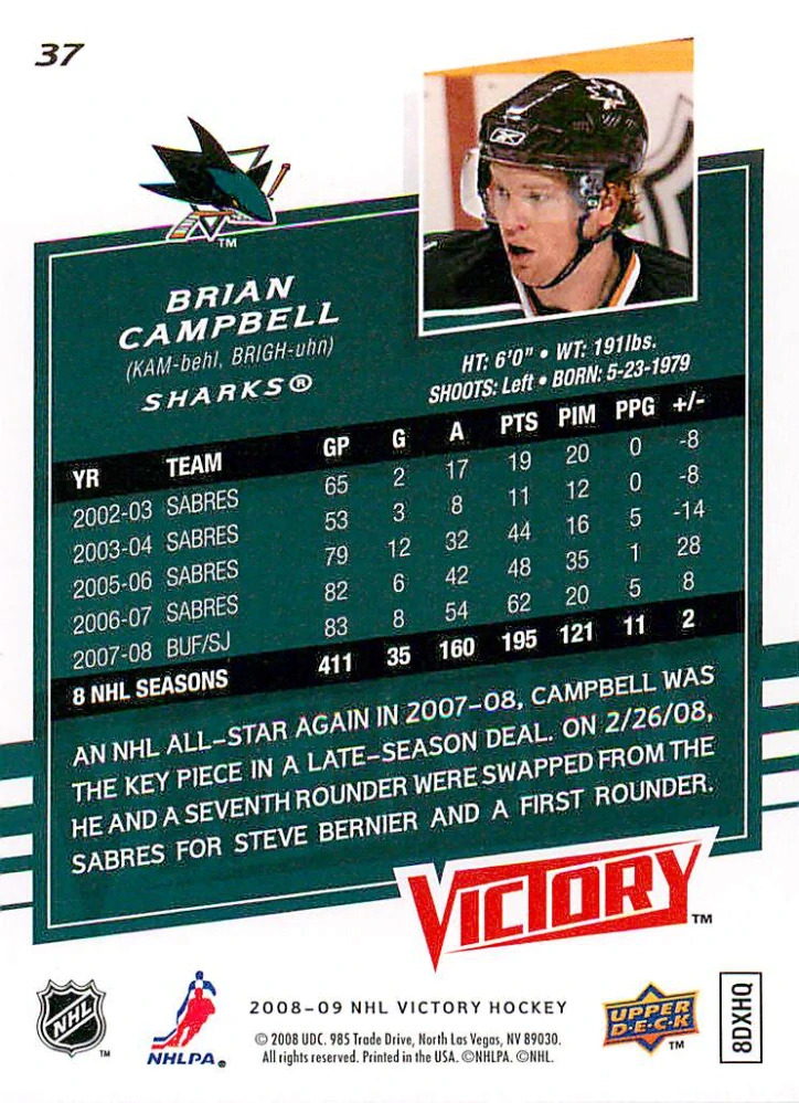 2008-09 UD Victory - Brian Campbell #37