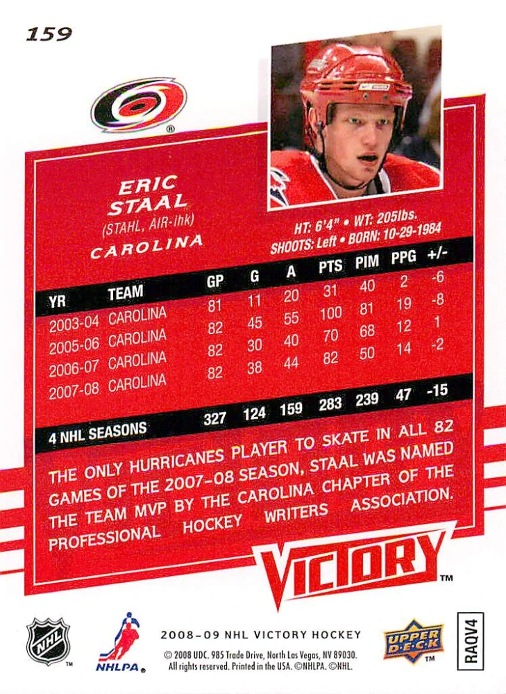2008-09 UD Victory - Eric Staal #159