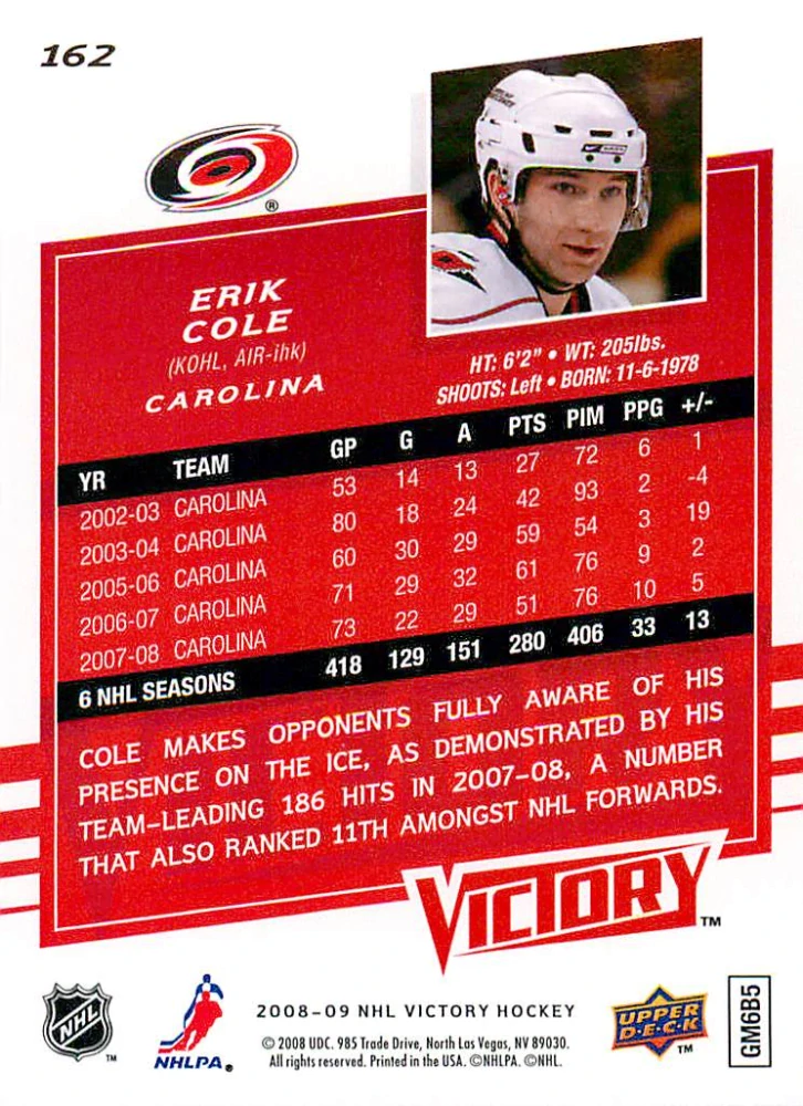 2008-09 UD Victory - Erik Cole #162