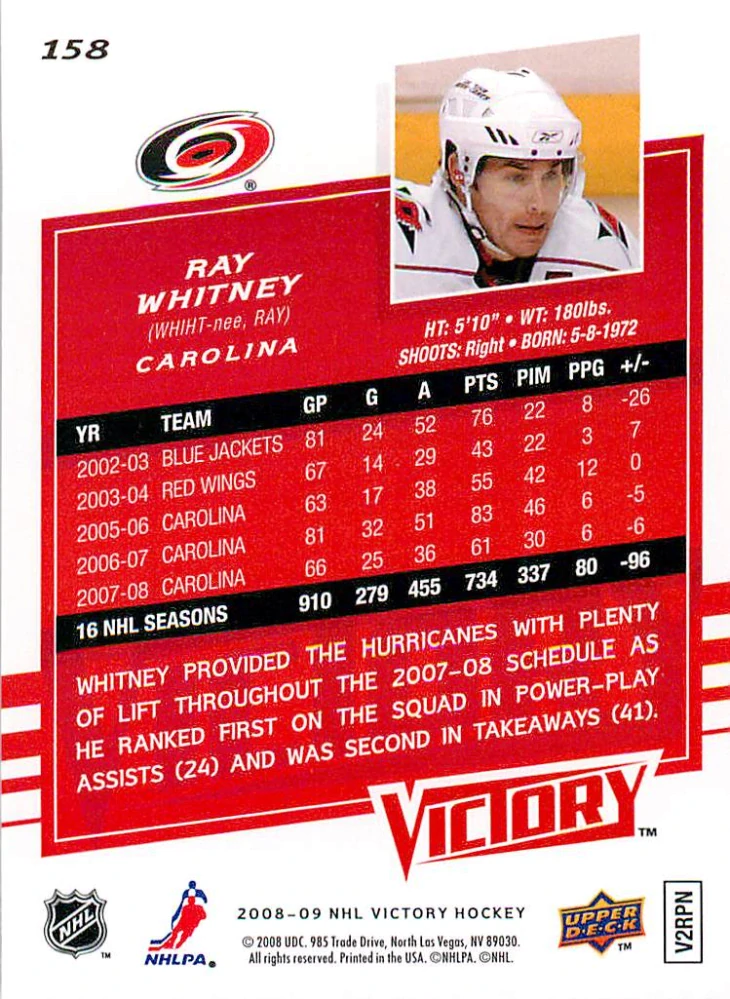 2008-09 UD Victory - Ray Whitney #158