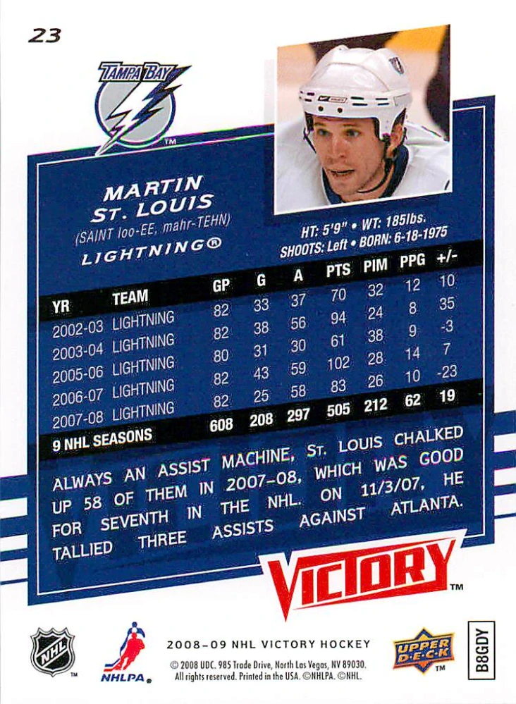 2008-09 UD Victory - Martin St.Louis #23