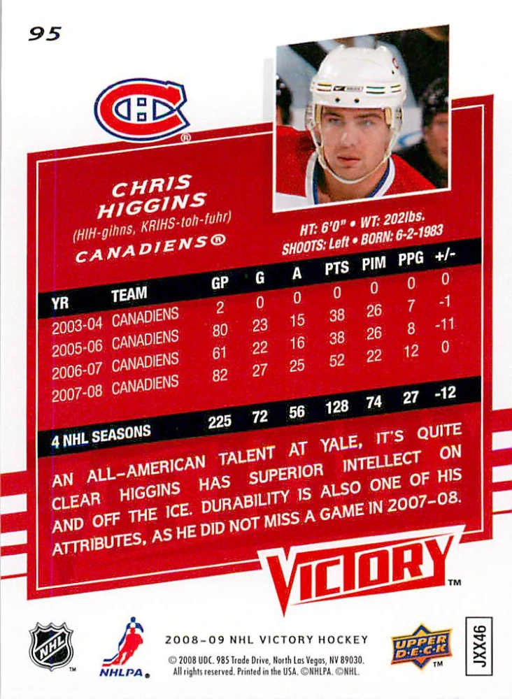 2008-09 UD Victory - Chris Higgins #95