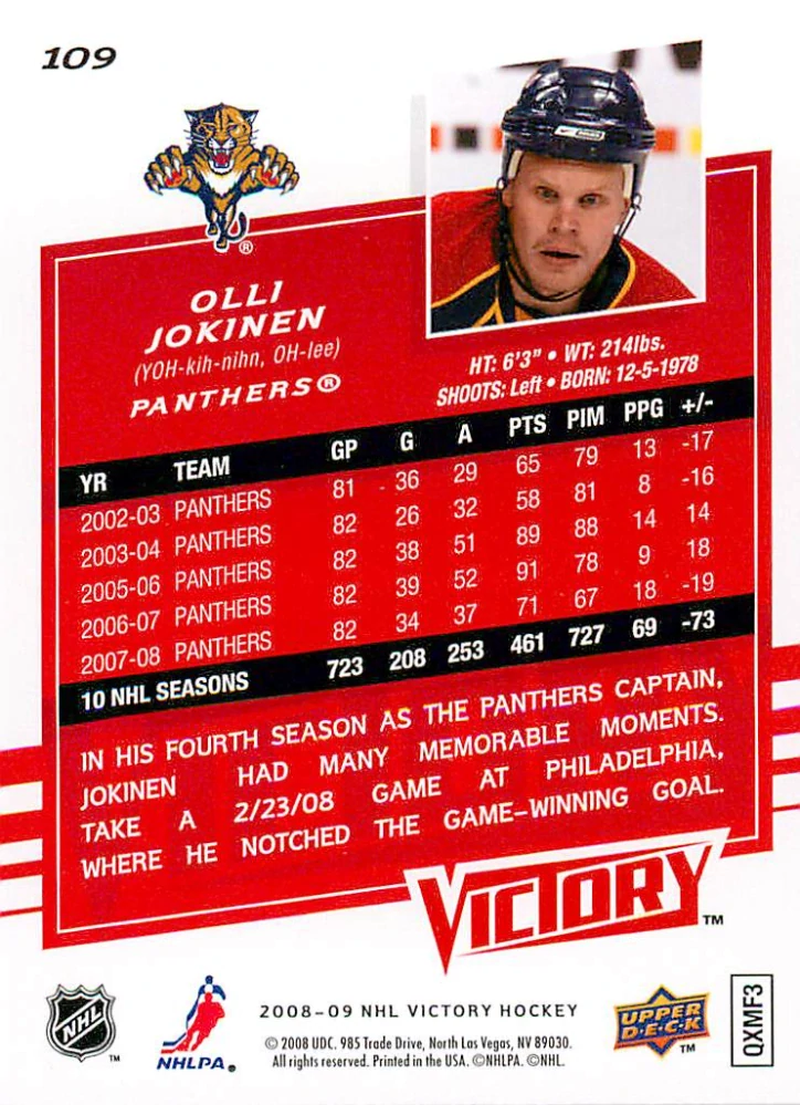 2008-09 UD Victory - Olli Jokinen #109