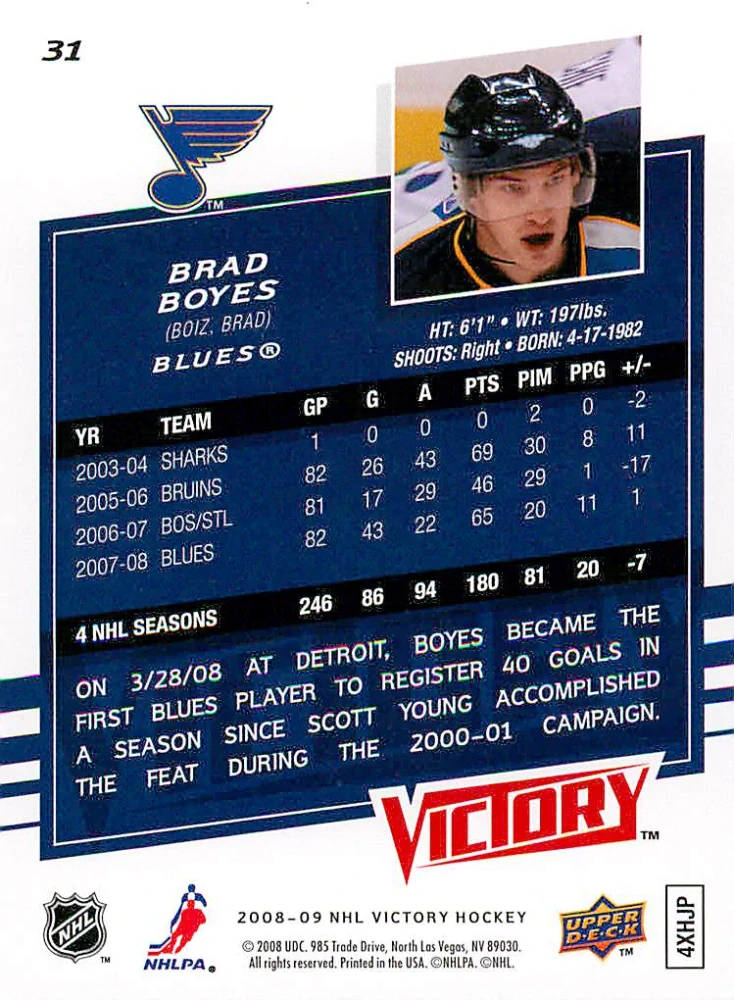 2008-09 UD Victory - Brad Boyes #31