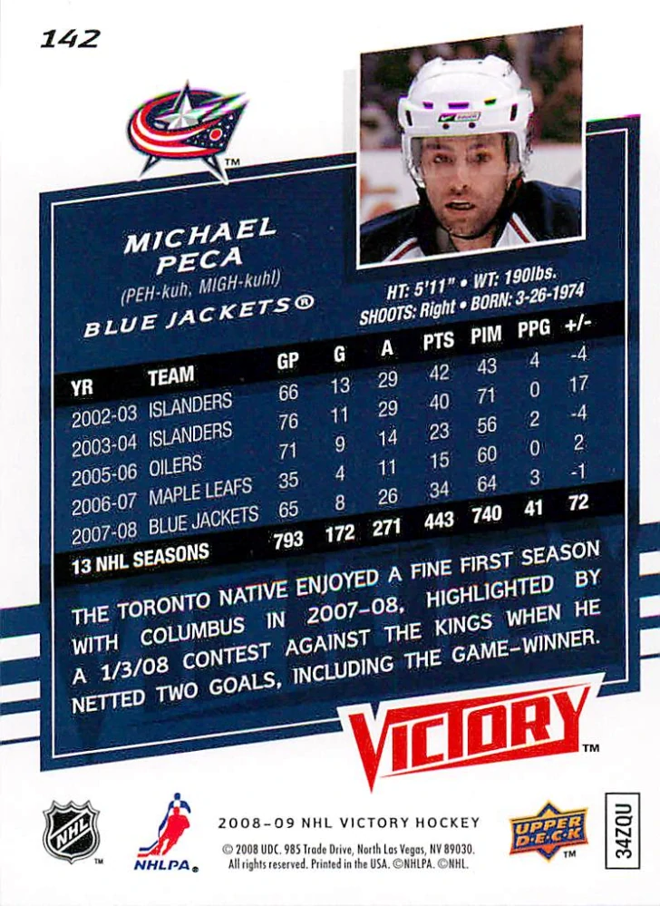 2008-09 UD Victory - Michael Peca #142