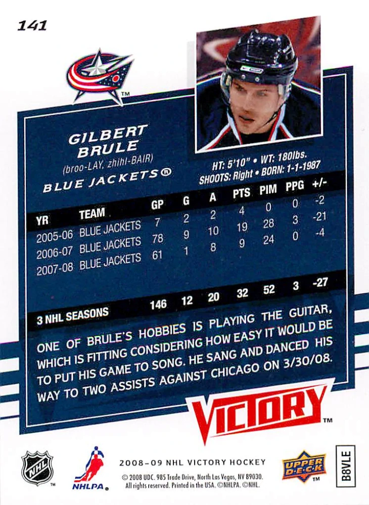 2008-09 UD Victory - Gilbert Brule #141