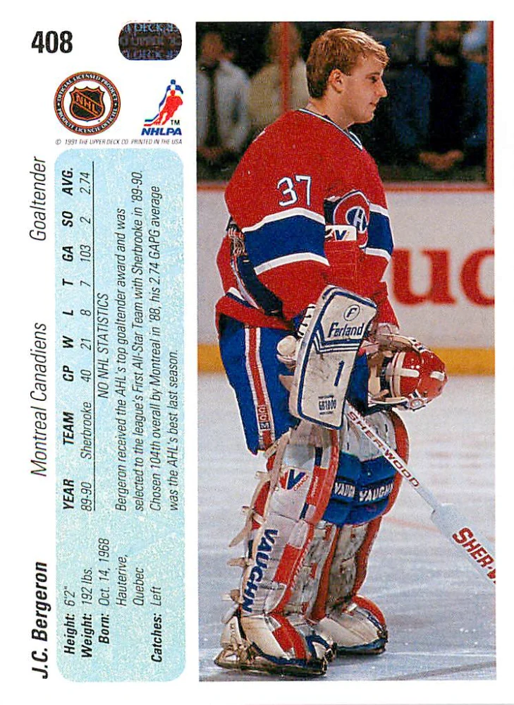 1990-91 UD Series - J.C. Bergeron #408
