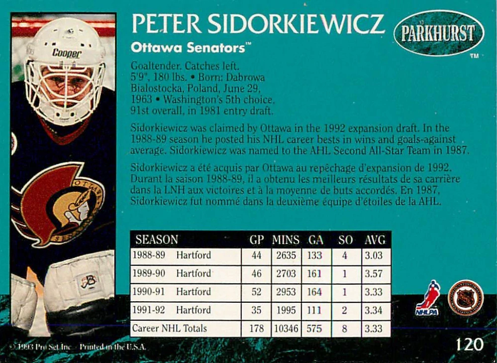 1992-93 Parkhurst - Peter Sidorkiewicz #120