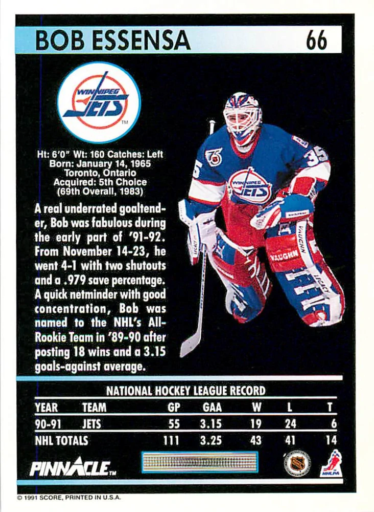 1991-92 Pinnacle - Bob Essensa #66