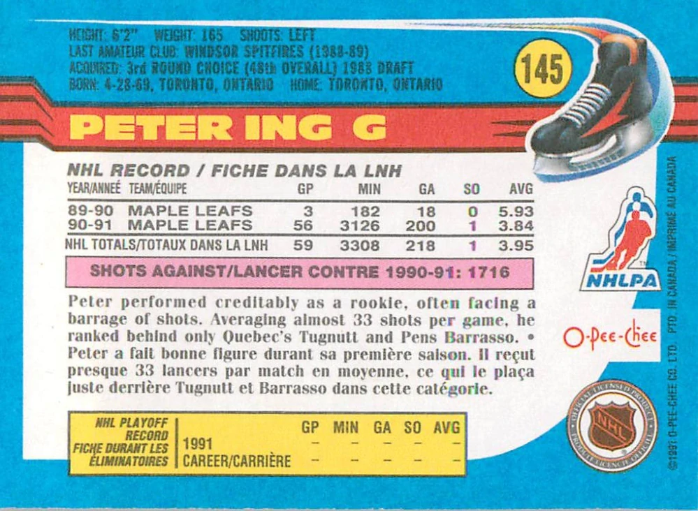 1991-92 O-Pee-Chee - Peter Ing #145
