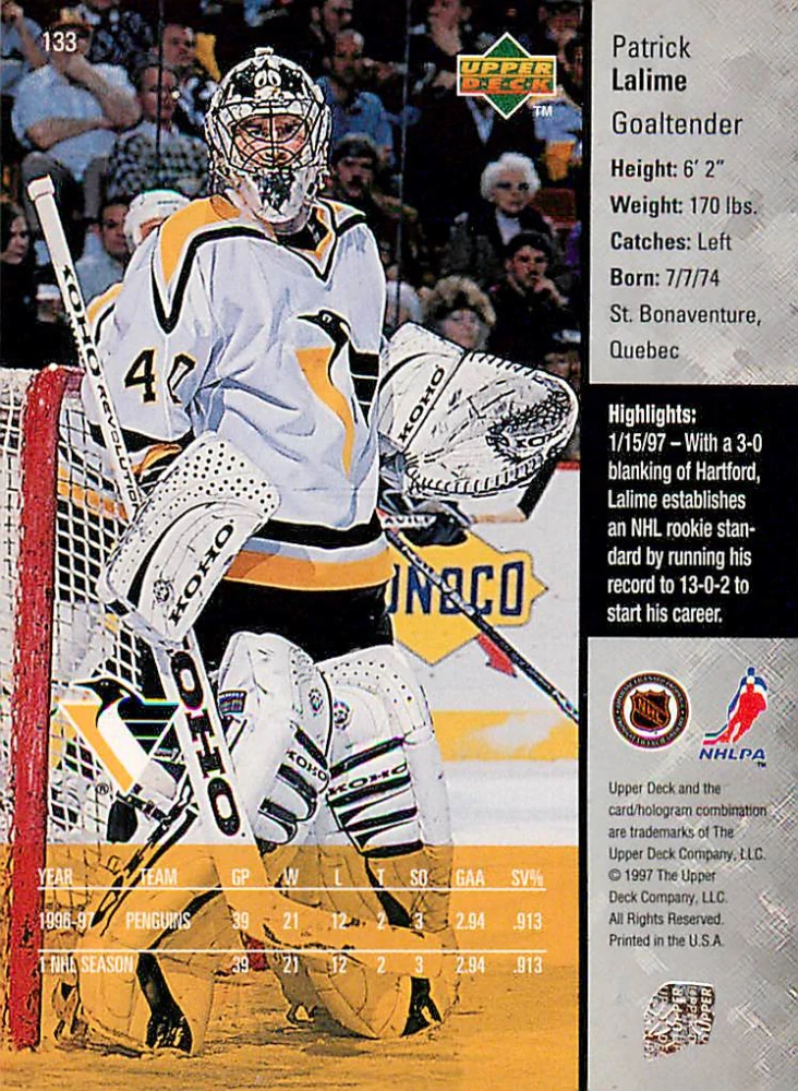 1997-98 UD Series 1 - Patrick Lalime #133