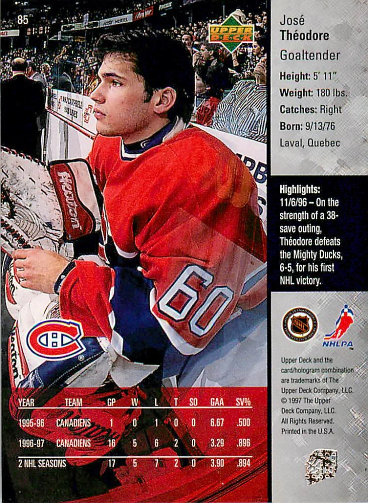 1997-98 UD Series 1 - Jose Theodore #85