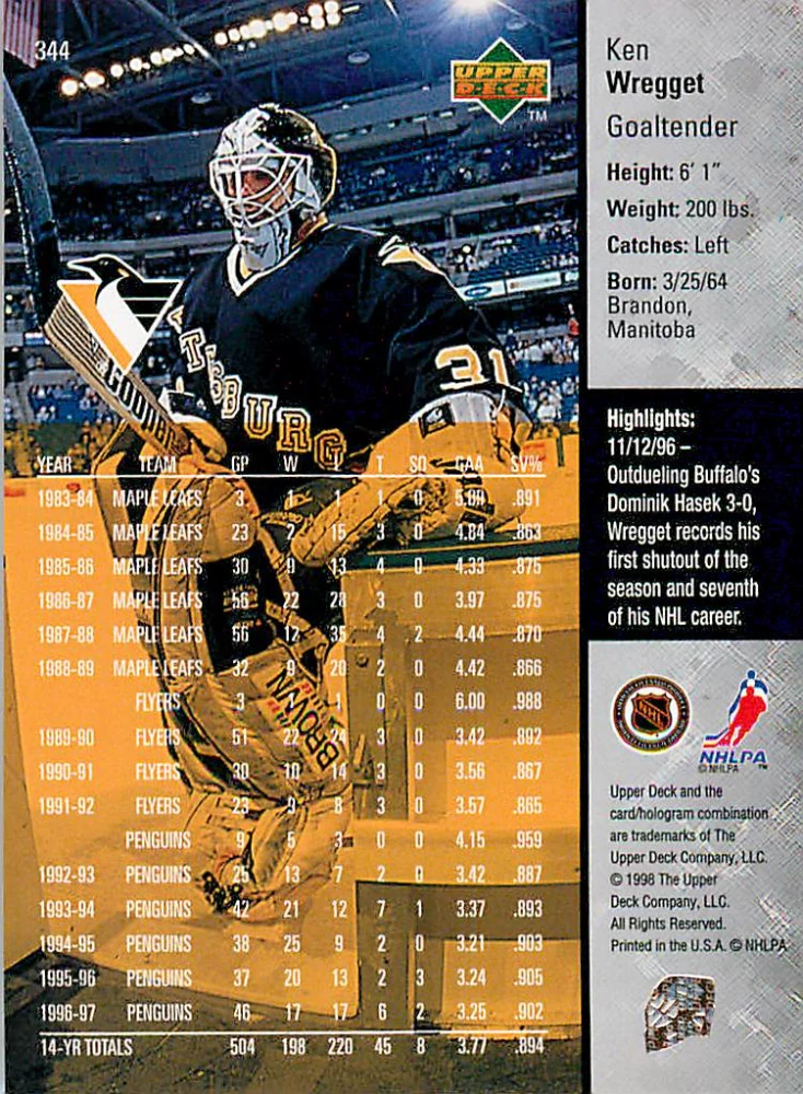 1997-98 UD Series 2 - Ken Wregget #344