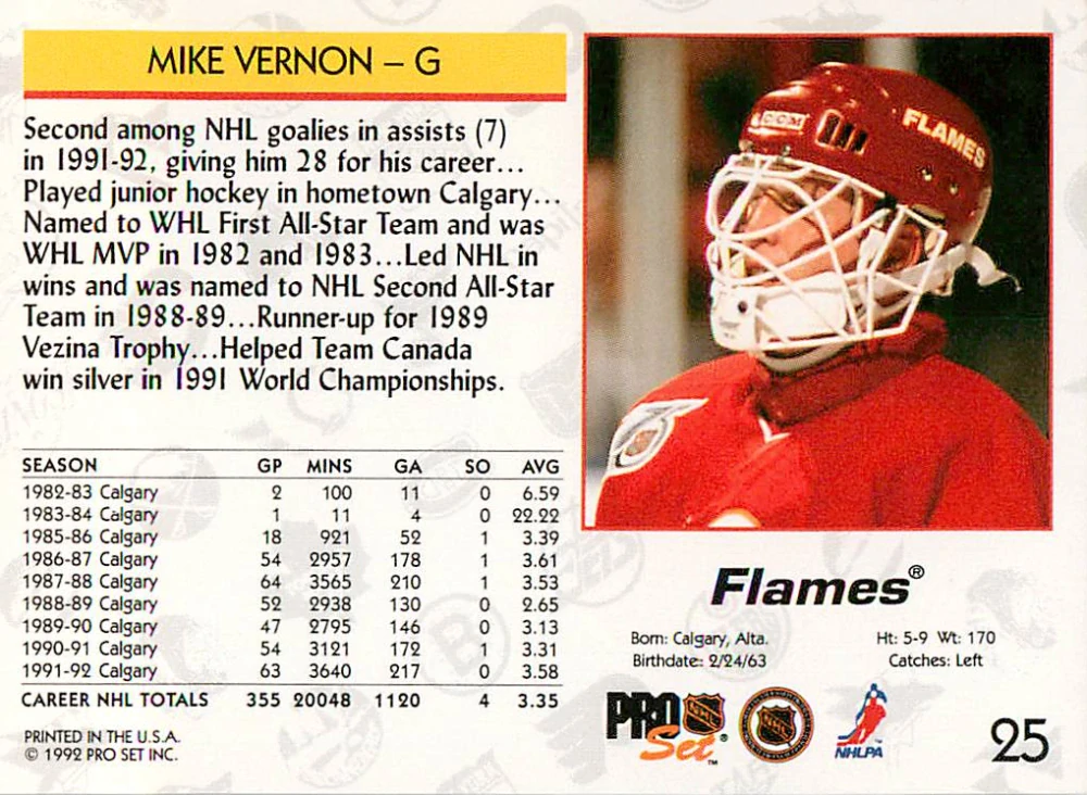 1992-93 Pro Set - Mike Vernon #25