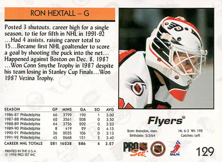 1992-93 Pro Set - Ron Hextall #129