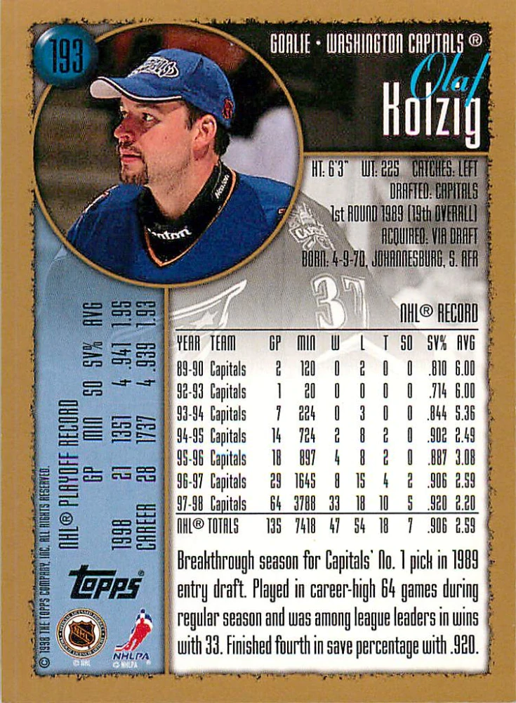 1998-99 Topps - Olaf Kolzig #193