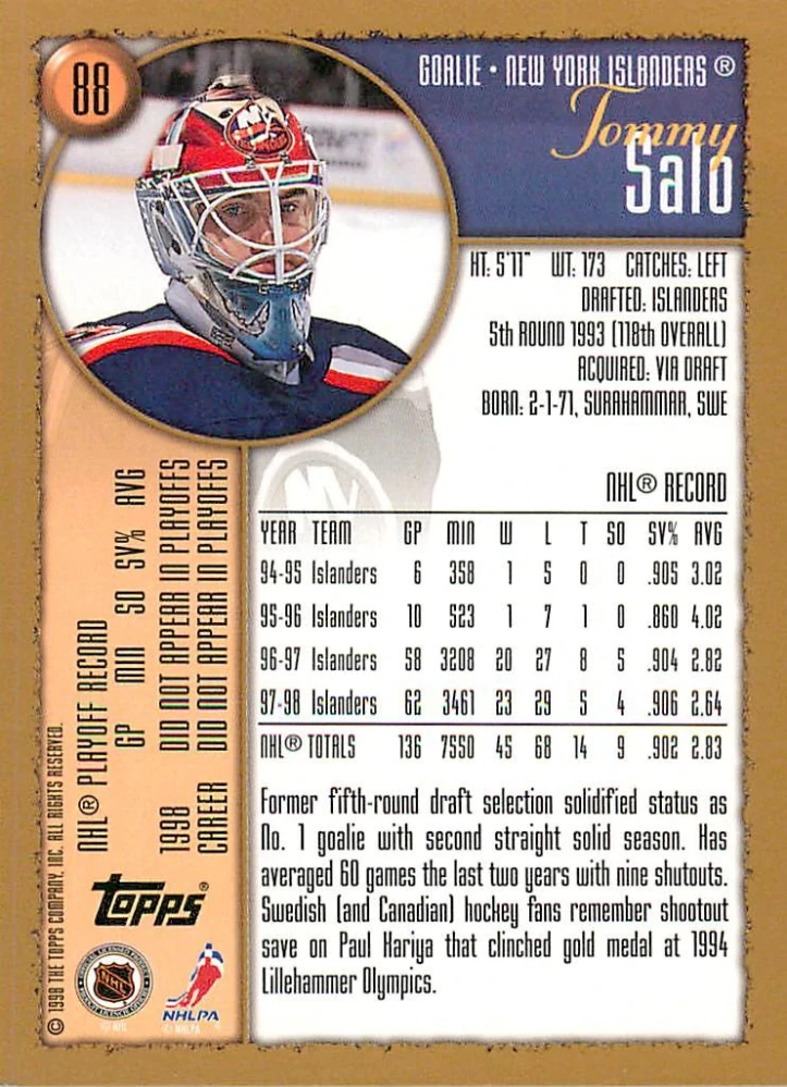 1998-99 Topps - Tommy Salo #88
