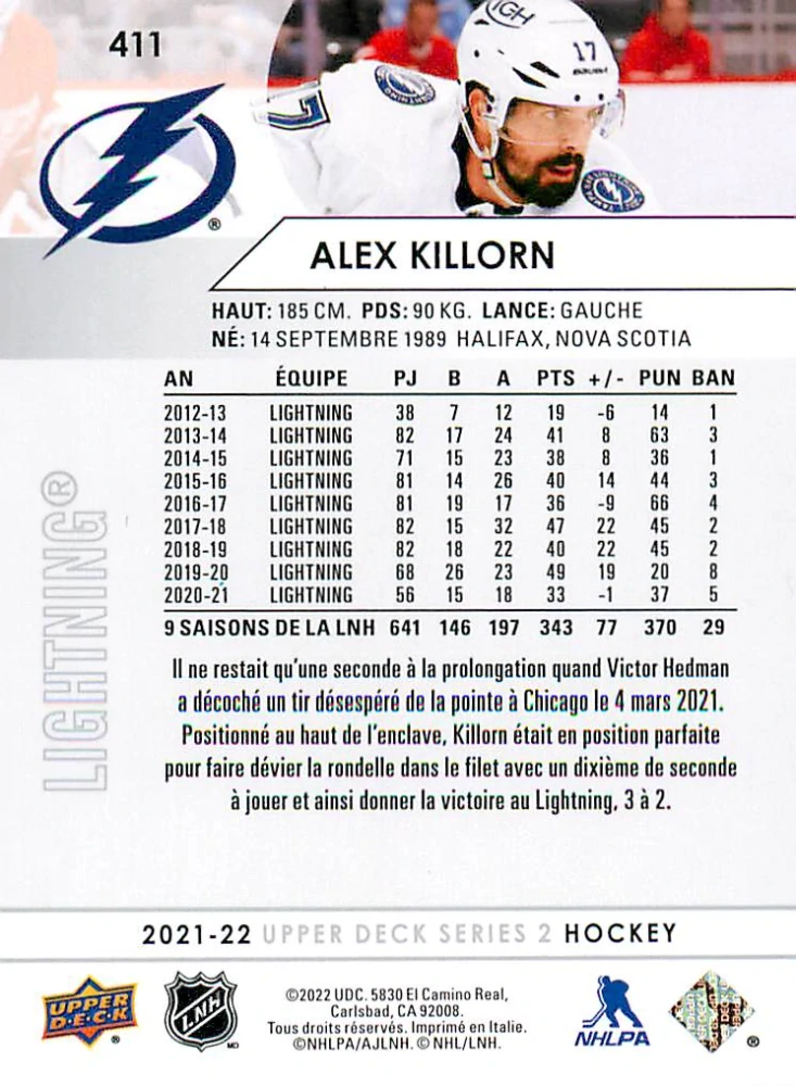 2021-22 UD Series 2 - Alex Killorn - French #411
