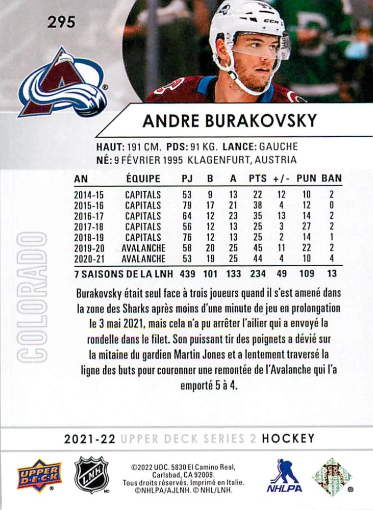 2021-22 UD Series 2 - Andre Burakovsky - French #295