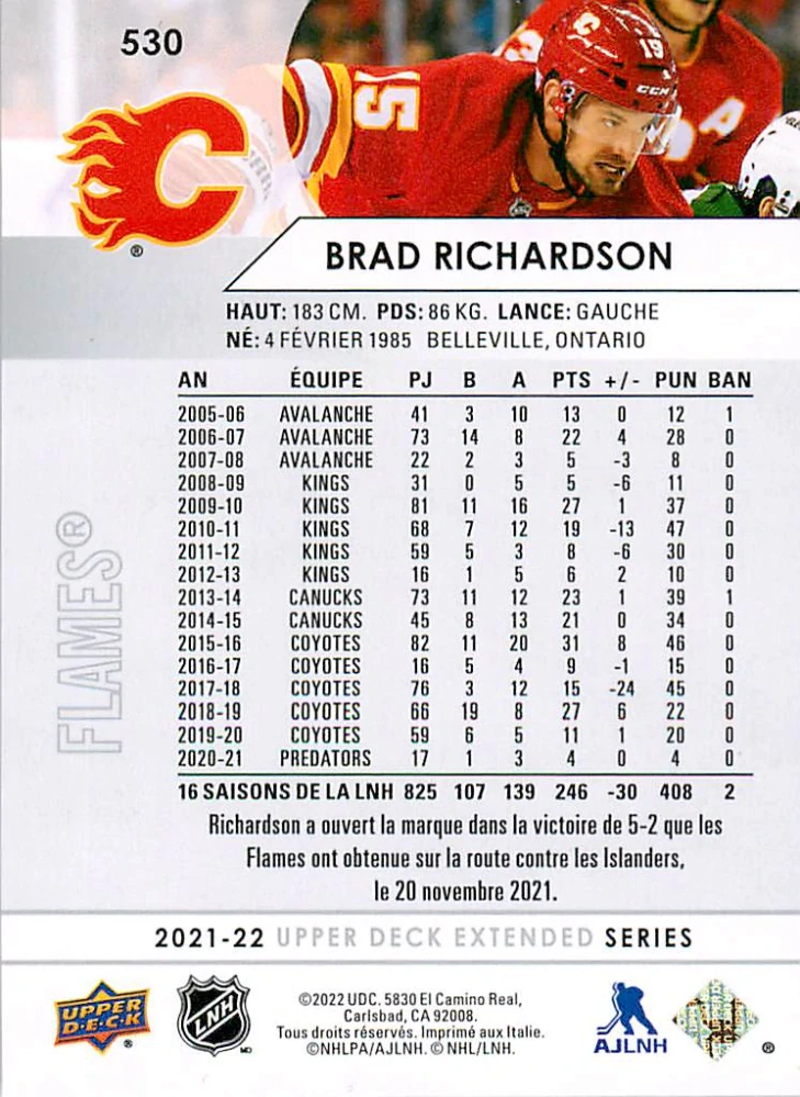 2021-22 UD Extended Series - Brad Richardson - French #530