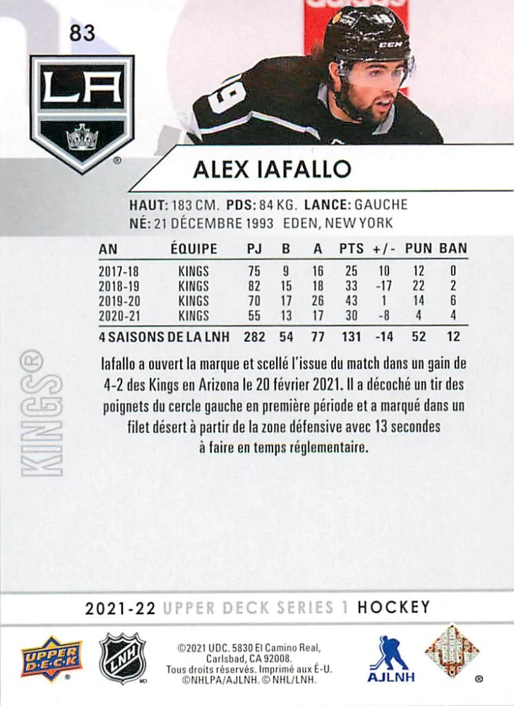 2021-22 UD Series 1 - Alex Iafallo - French #83
