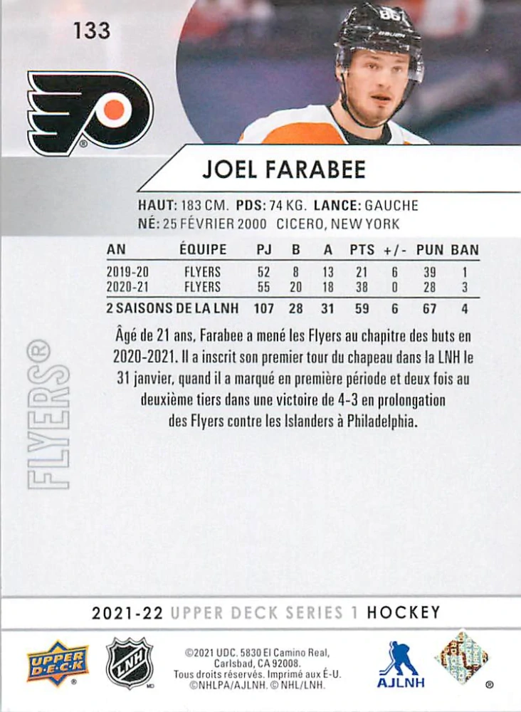 2021-22 UD Series 1 - Joel Farabee - French #133