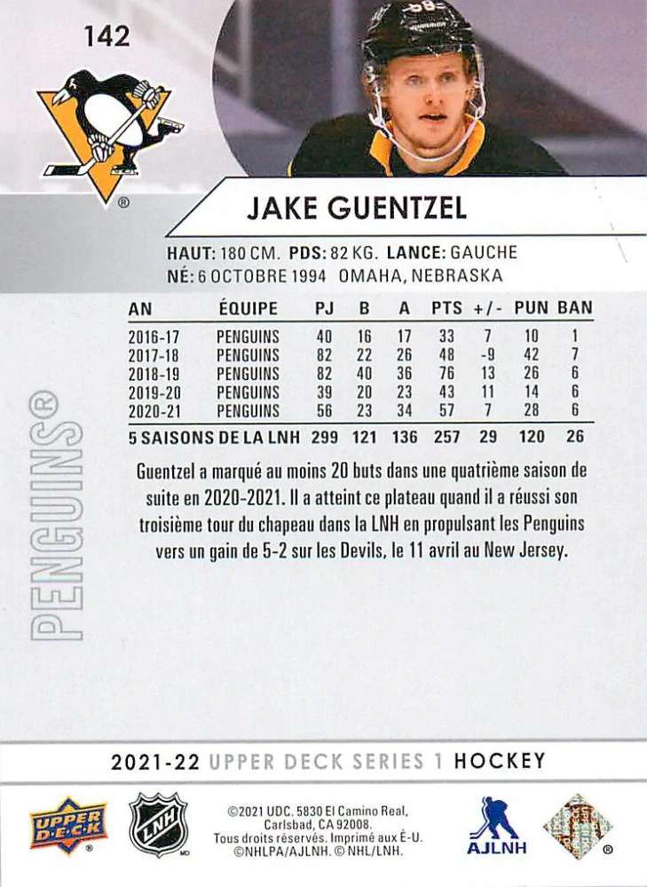 2021-22 UD Series 1 - Jake Guentzel - French #142