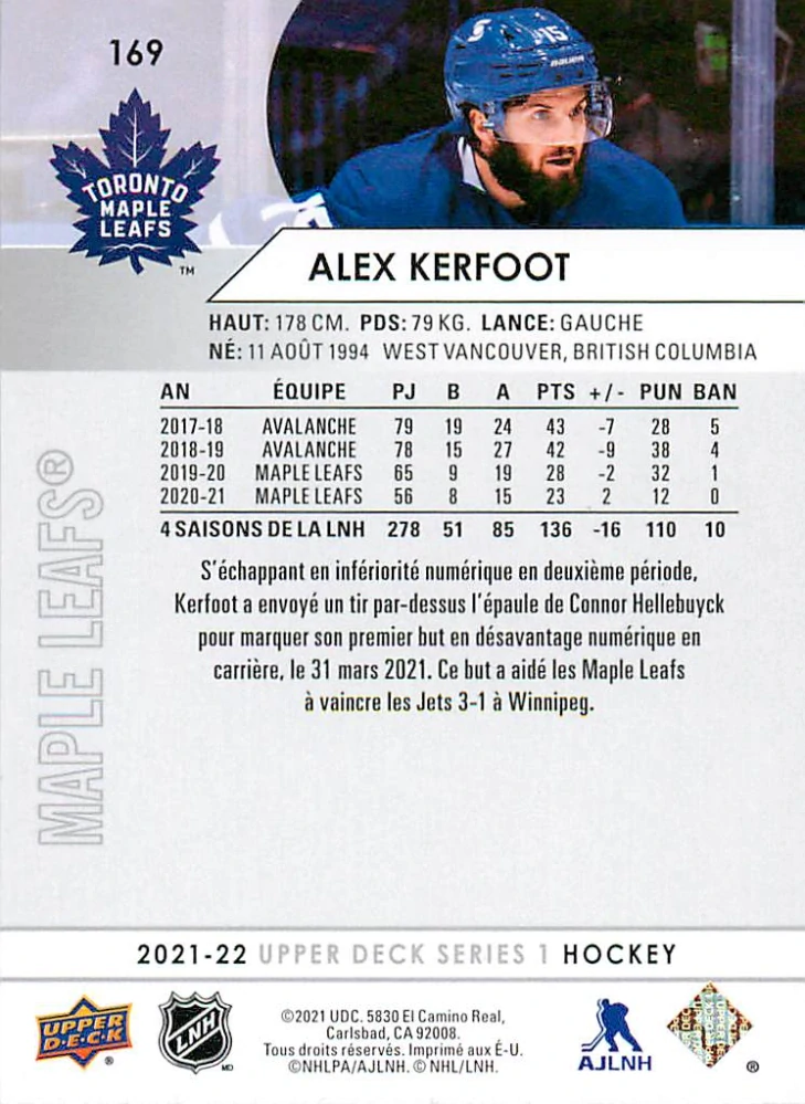 2021-22 UD Series 1 - Alex Kerfoot - French #169