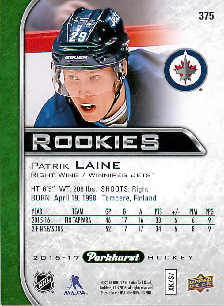 2016-17 UD Parkhurst - Patrik Laine - Rookies #375