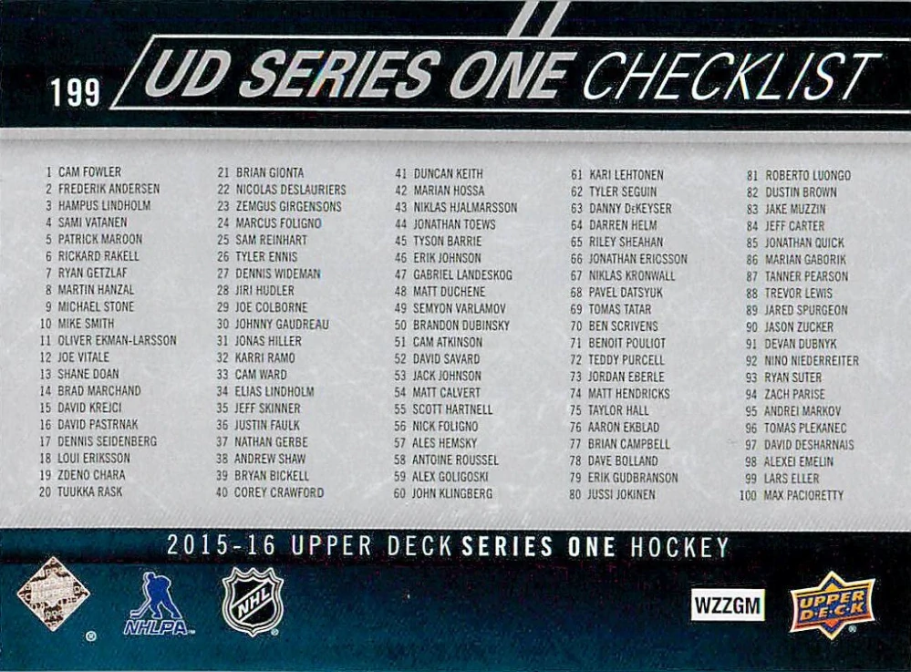 2015-16 UD Series 1 - Filip Forsberg, Duncan Keith - Checklist #199