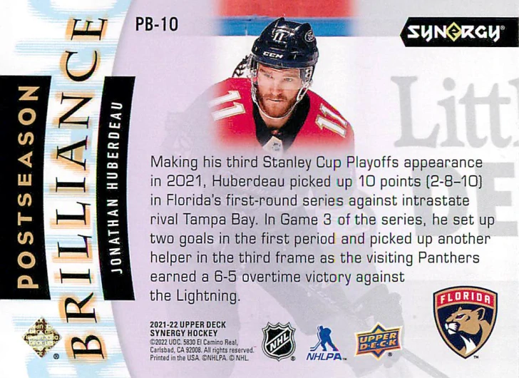 2021-22 UD Synergy - Jonathan Huberdeau - Postseason Brilliance #PB-10